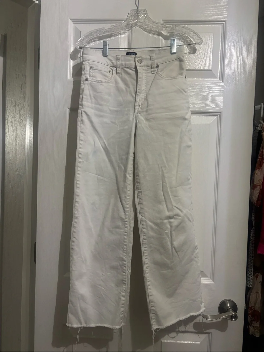 J. Crew White High-Rise Wide-Leg Jeans